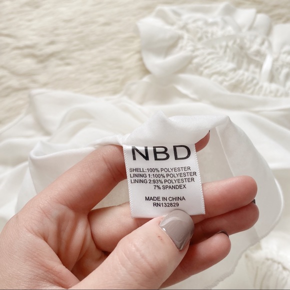 NBD Smocked Baby Doll Mini Dress in Ivory - Picture 5 of 6